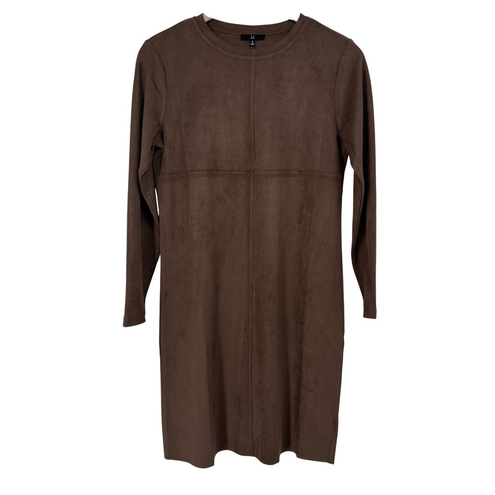 Joh Apparel Brown Faux Suede Long Sleeve‎ Mini Shift Dress S Rodeo Western Boho